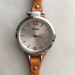 Fossil Women’s Orange Leather Watch